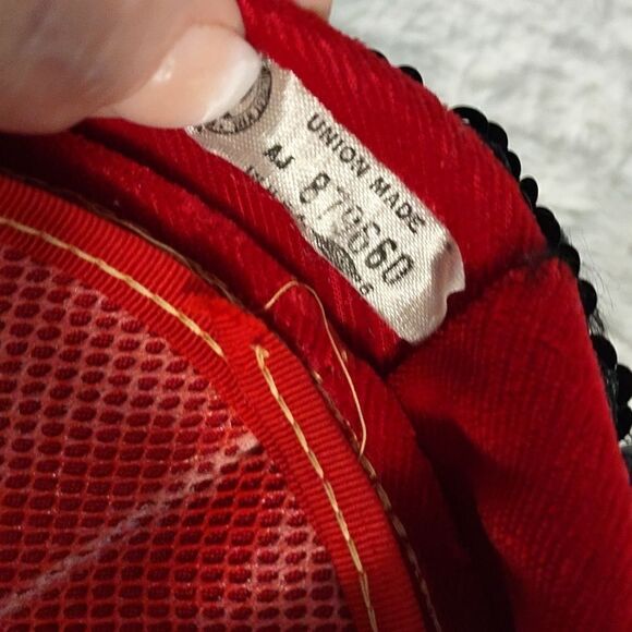 Union Made Vintage Red Velvet Black Sequins Fascinator Hat - Picture 3 of 5